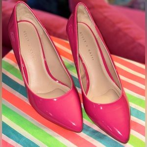 EUC 3.5 inch hot pink patent leather pumps/heels. Size 9.5.